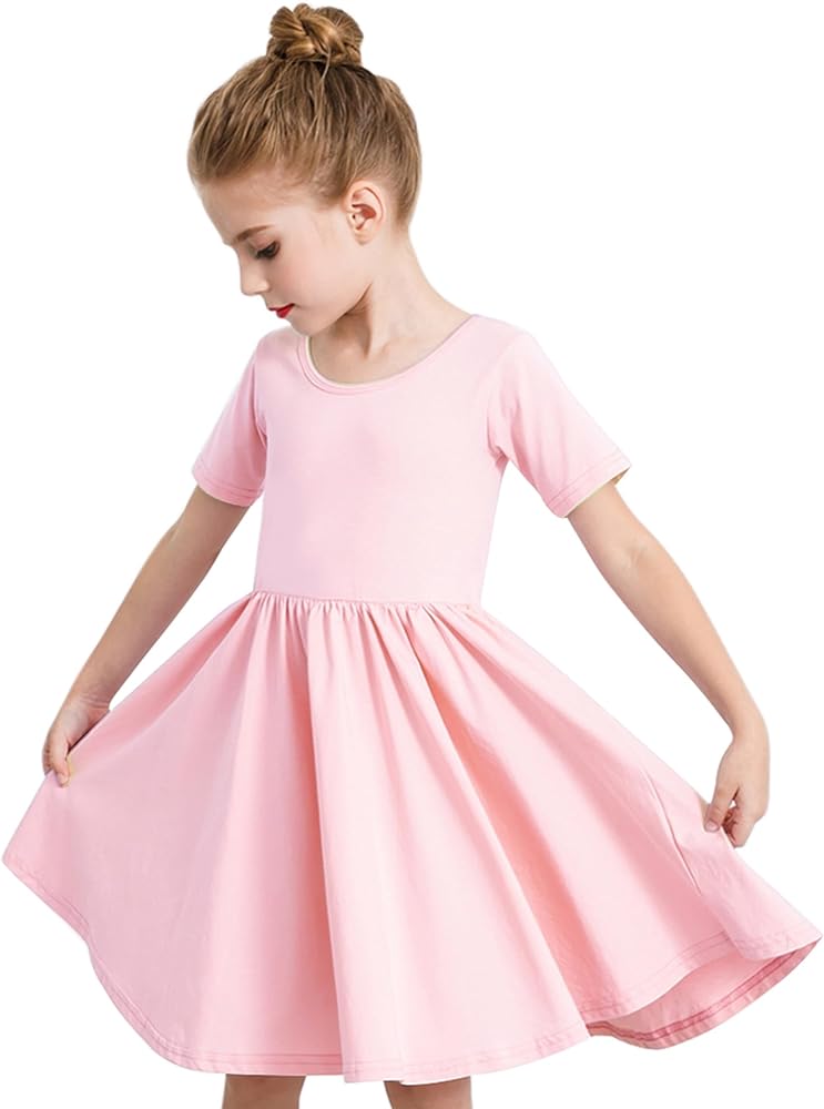 Stelle Girls Dresses Skater Twirly Stretch A-line Toddler Solid Color Plain Kneelength Dress