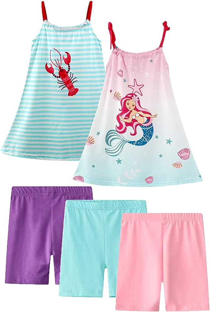 HILEELANG Toddler Girl Summer Cami Dress And Shorts Sets 2T