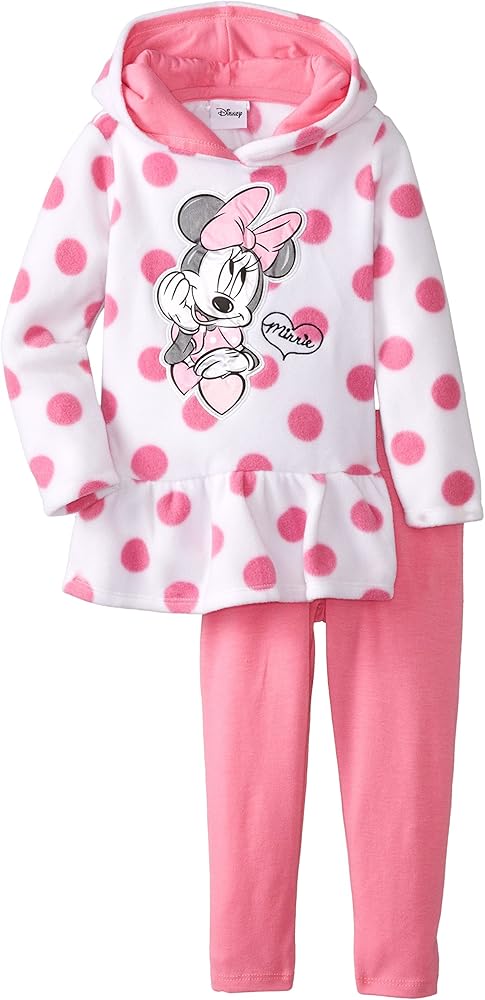 Disney Little Girls' Minnie Mouse 2 Pieced Polka Dot Fleece Set