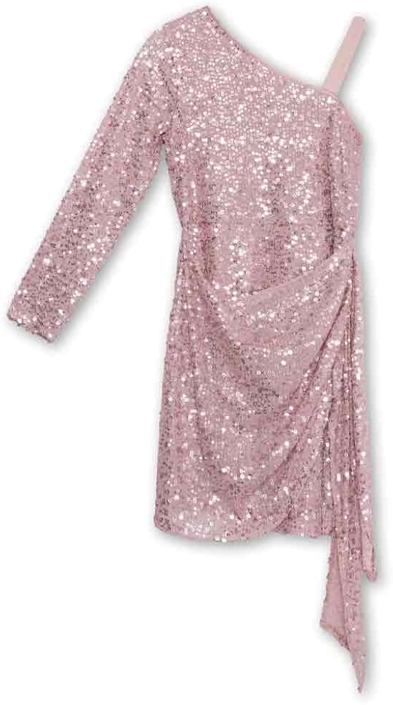 Speechless Girls' One Shoulder Sequin Party Dress