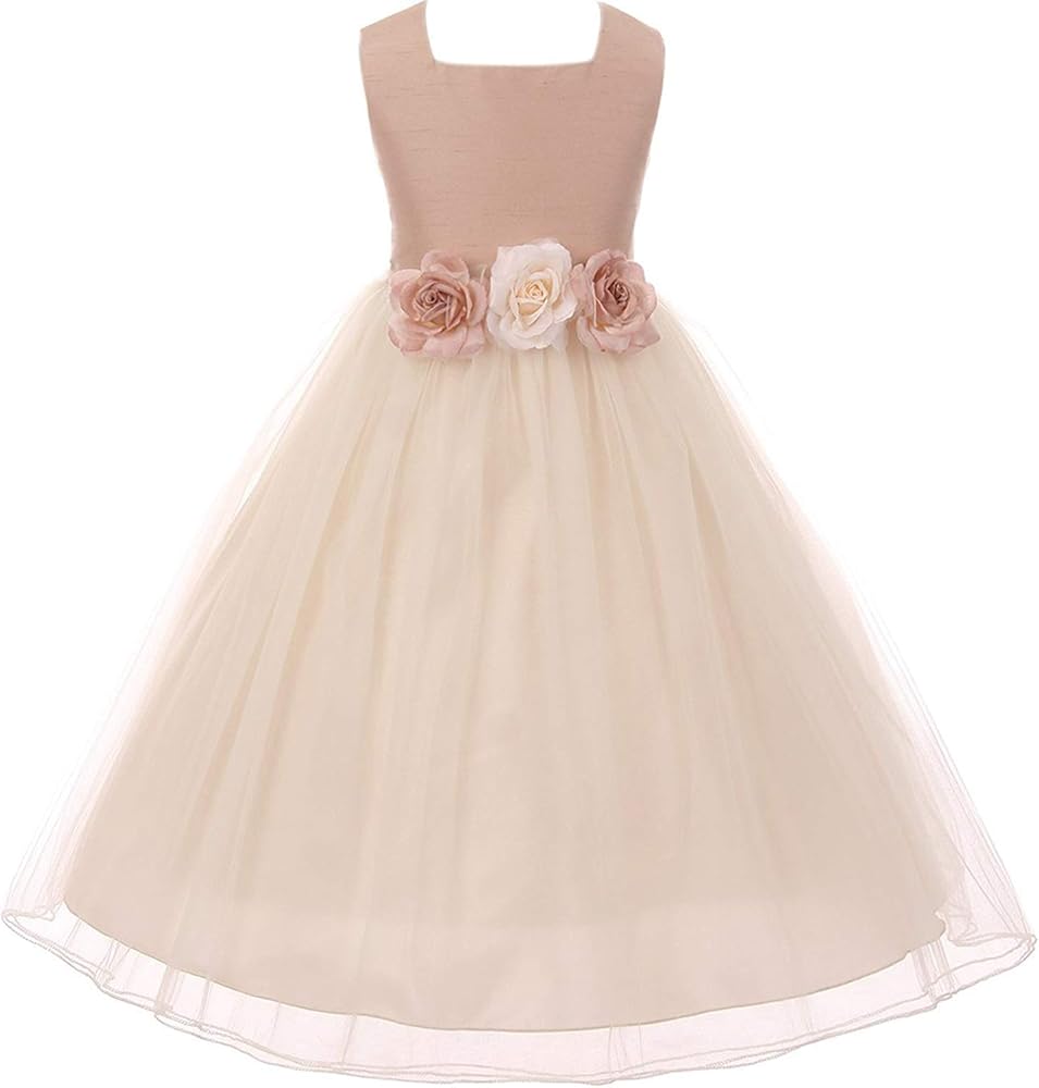 iGirlDress Little Girls Poly Silk Flower Girl Dress Size 6mos-12