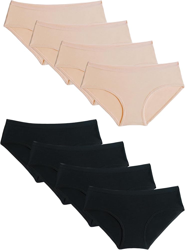 Kiench Girls' Underwear Cotton Panties Teens Basic Briefs 8-Pack