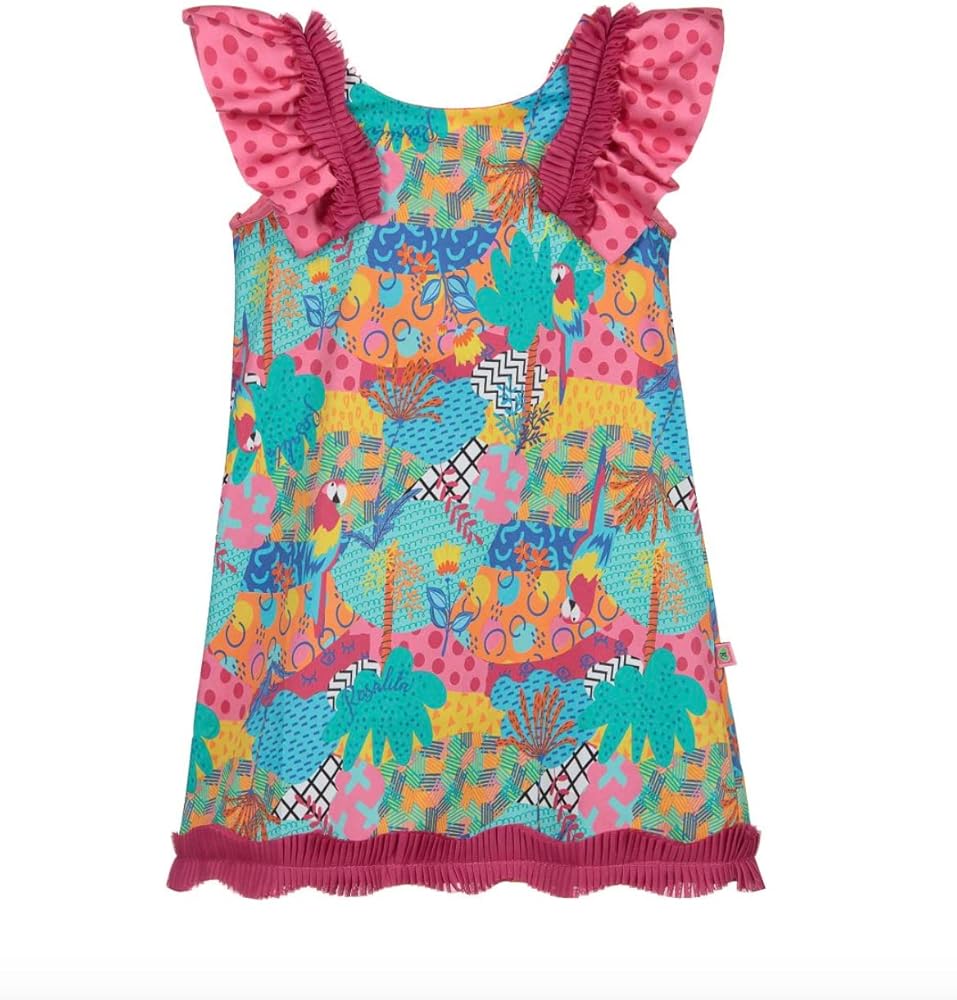 Girls Polka Dot Ruffle Sleeve Print Dress