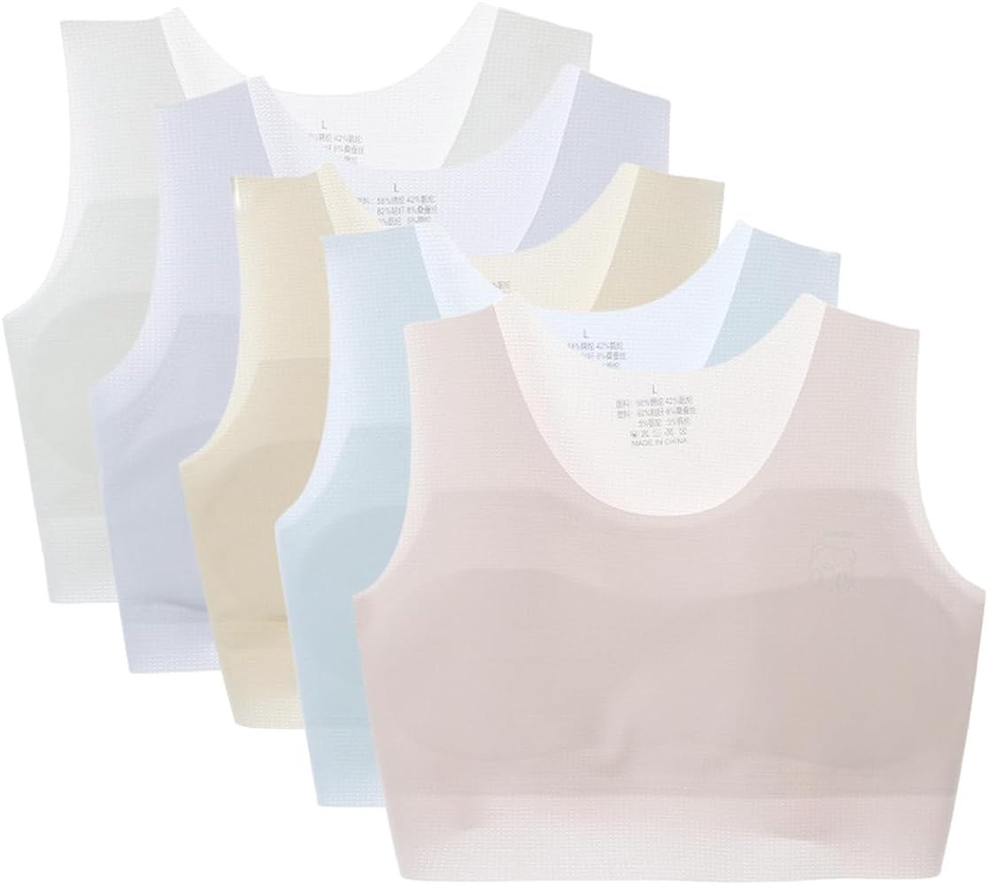 Training Bras for Girls Seamless Cami Bralettes Sports Striped Vest with Padding