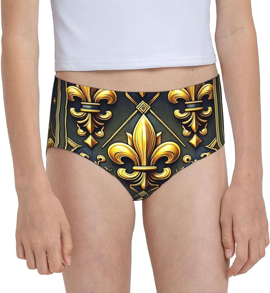 Augenstern Cotton Underwear Fleur-De-Lis-Gold Girls'Briefs Soft Underpants