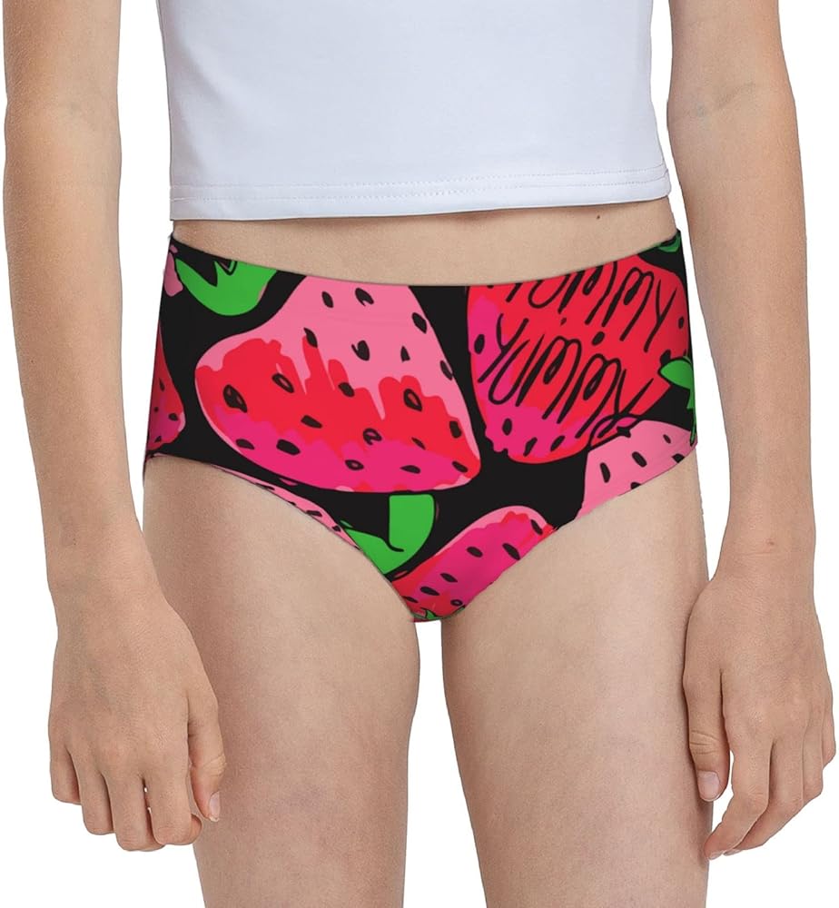 Augenstern Cotton Underwear Yummy-Strawberry-Pattern-Watercolor Girls'Briefs Soft Underpants