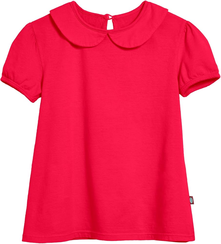 City Threads Girls' Peter Pan Collar A-Line Puff Tee Tshirt Top for School & Play