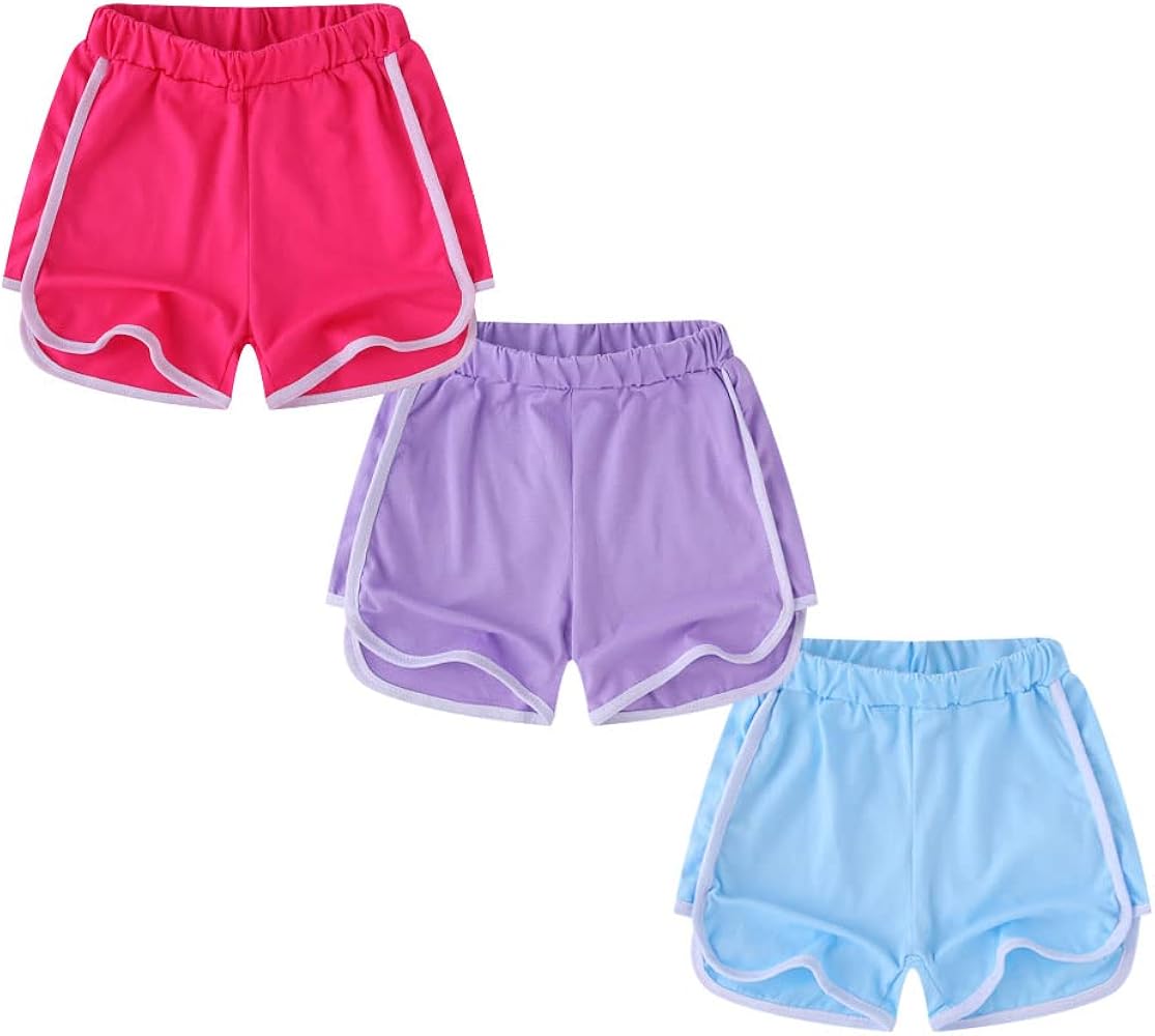 Girls' Dolphin Shorts for Active Sports 3 Pack Set Multi Solid Color 3-10 Years