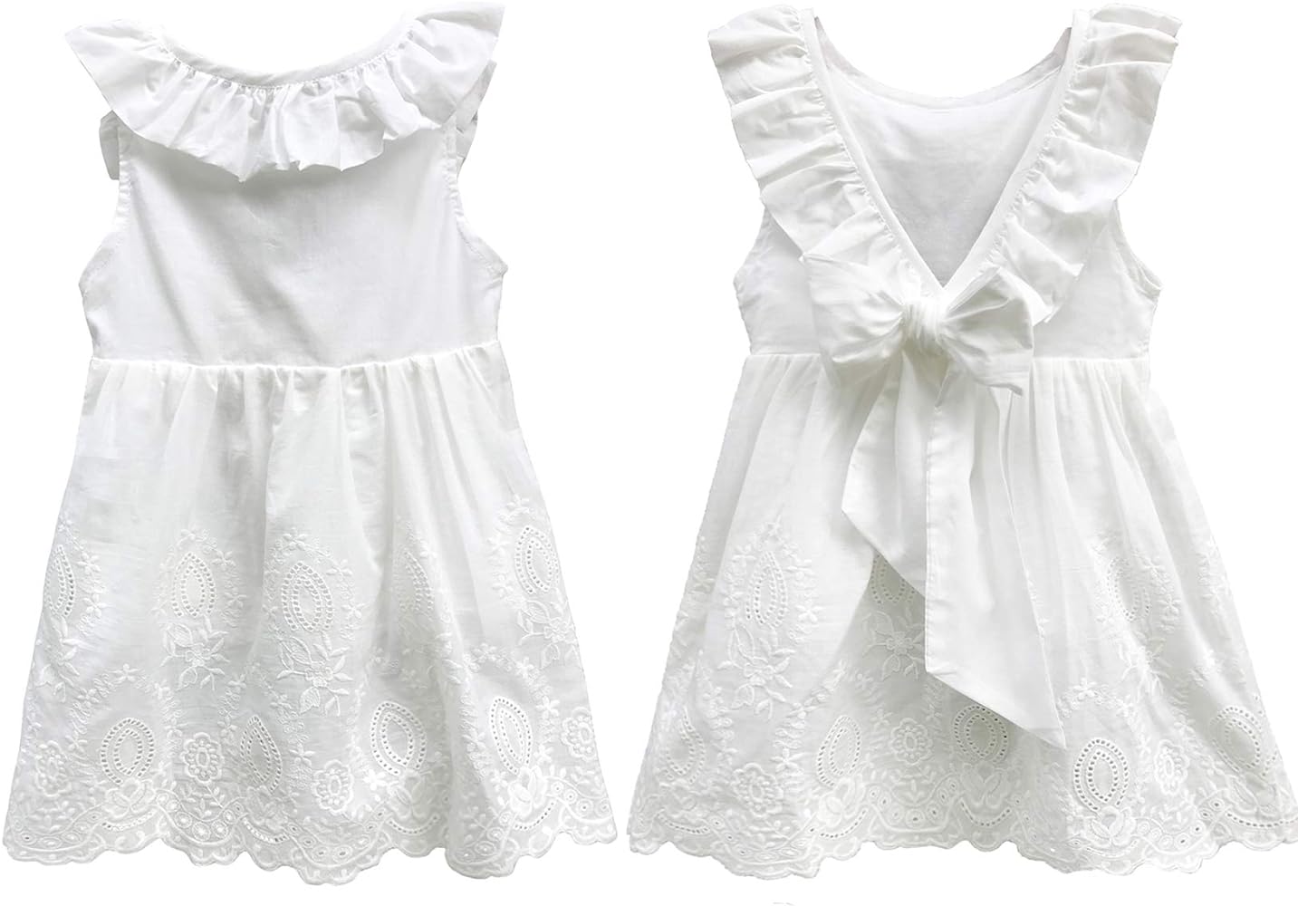 ABALACOCO Girl Cotton Backless Breathable Sleeveless Summer Tutu Daily Wear Princess Dress