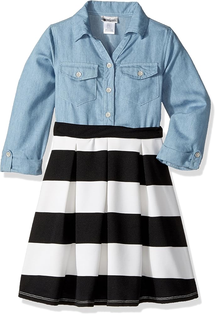 Youngland Girls' Denim Chambray Shirt Dress