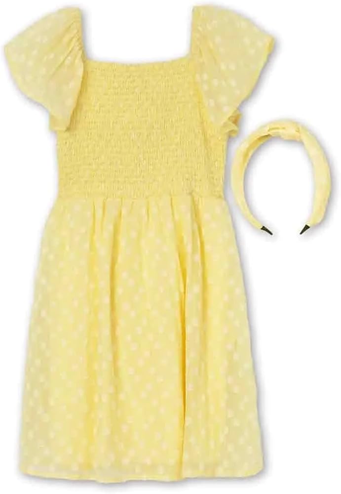 Speechless Girls' Short Sleeve Chiffon Dress and Headband