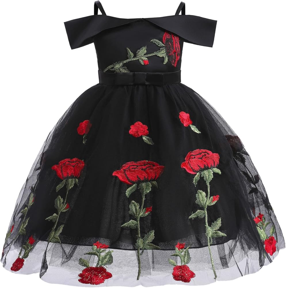 Sinifer Toddler Girls Dress Sleeveless Princess Rose Prints Mesh Dress Wedding Dress for Children Clothing Fashion