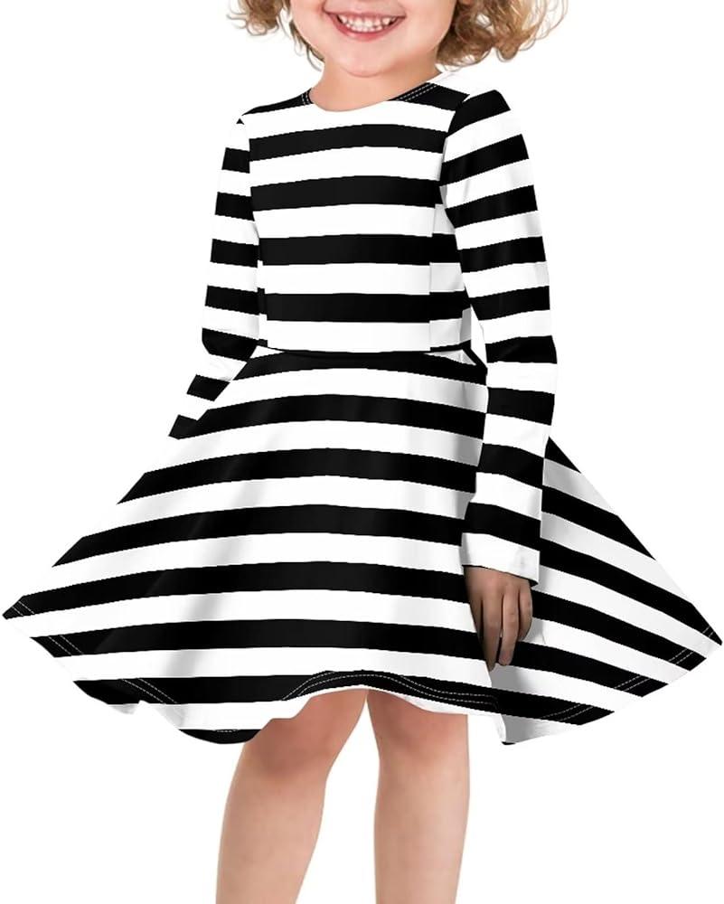 Girl Casual Long Sleeve Dresses Winter Fall Spring A Line Skater Twirl Dress,Age 3-16 Years