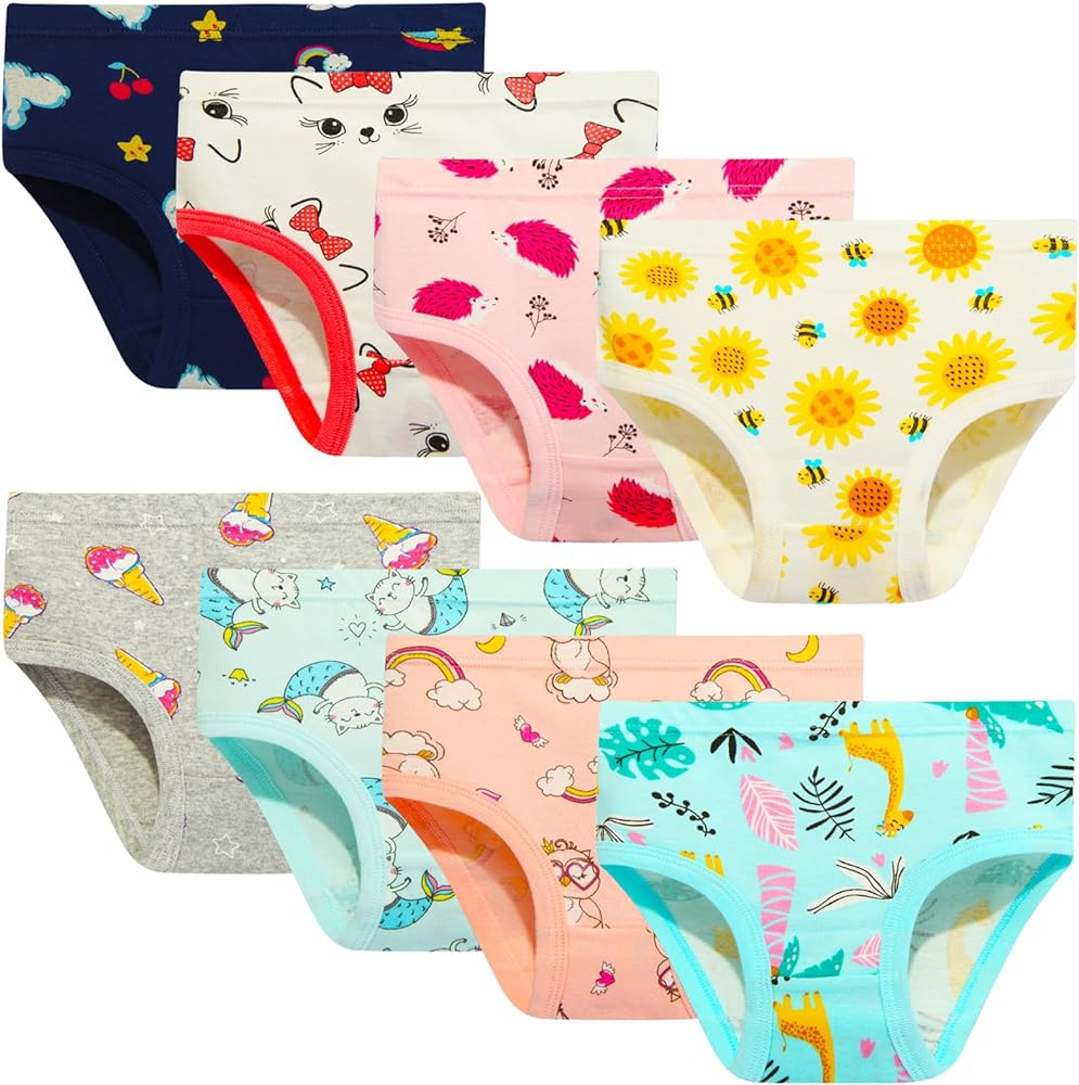 Girls' Cotton Brief Breathable Toddler Panties Kids Assorted Underwears 6-8 pieces