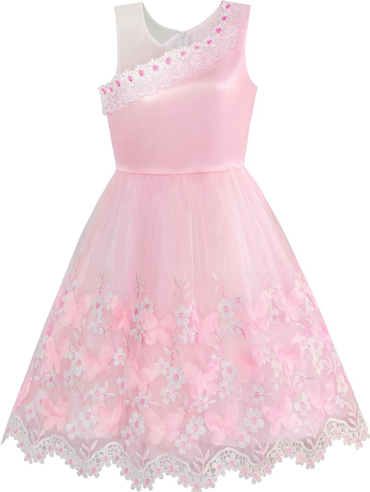 Sunny Fashion Flower Girl Dress One Shoulder Lace Embroidered Flower Pageant