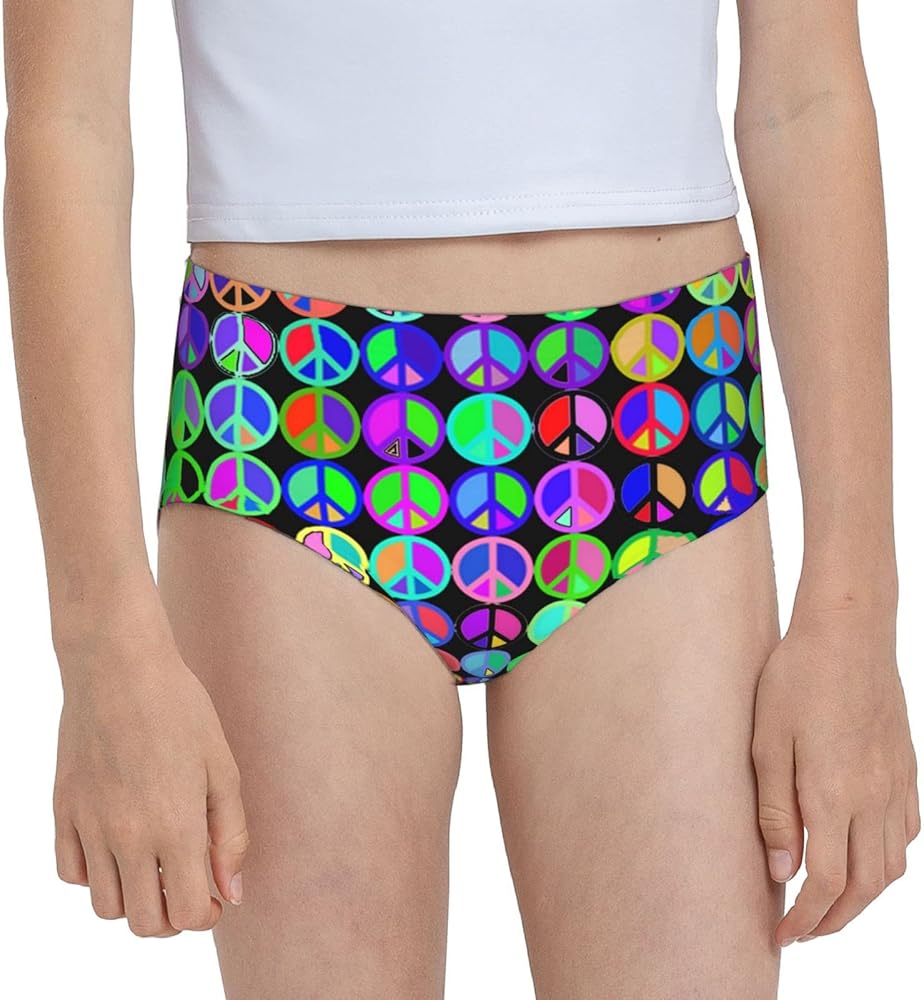 Augenstern Cotton Underwear Prismatic Peace Sign Girls'Briefs Soft Underpants