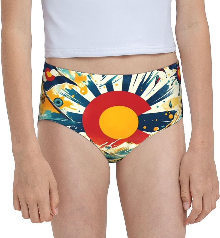 Augenstern Cotton Underwear Colorado-Sun-Watercolor-Splash Girls'Briefs Soft Underpants