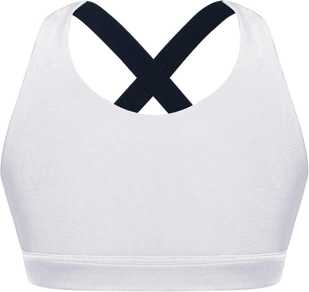 Kids Girls' Sports Bra Criss Cross Back Crop Tops Cutout Vest for Dance/Yoga/Workout/Running