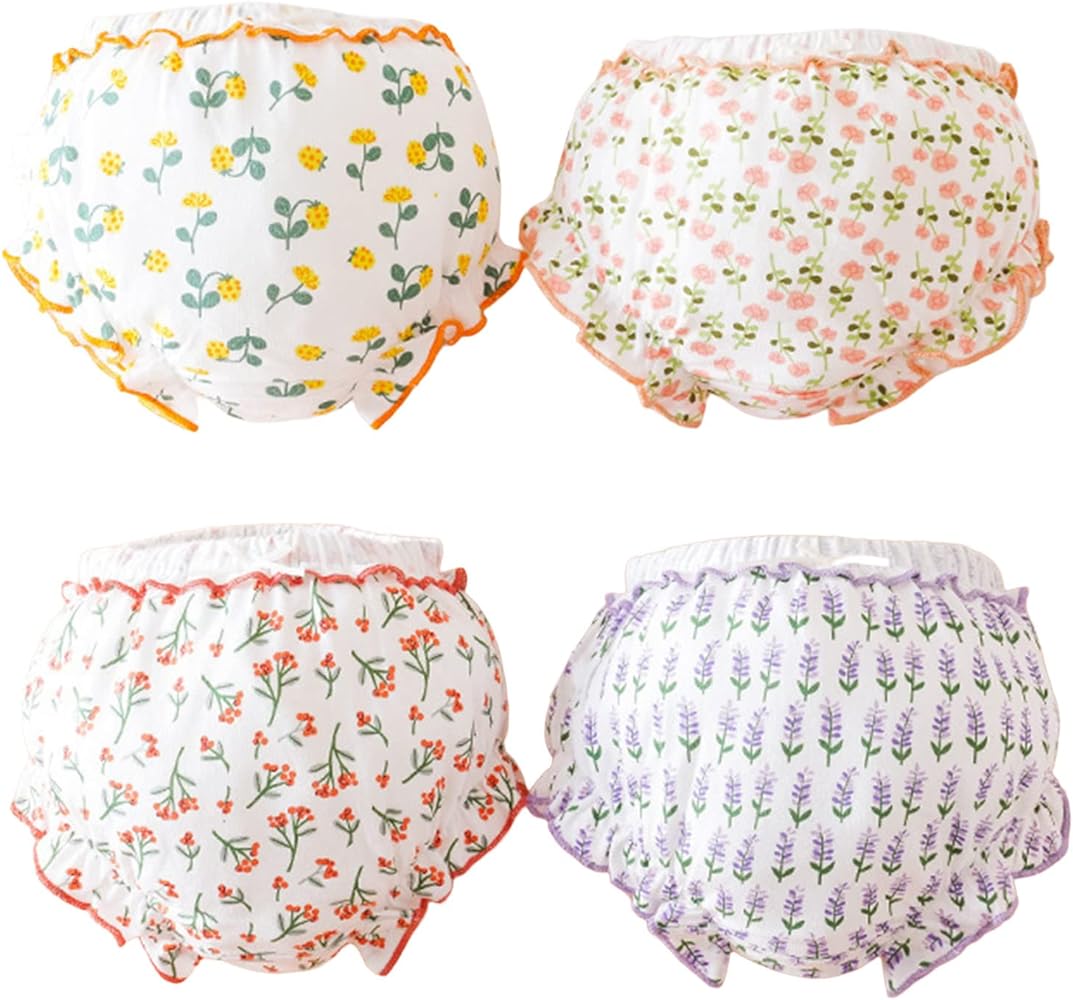 Infant Baby Girls Underpants Cute Print Underwear Shorts Cotton Ruffled Briefs Toddler Girls Dinosaur Underwear