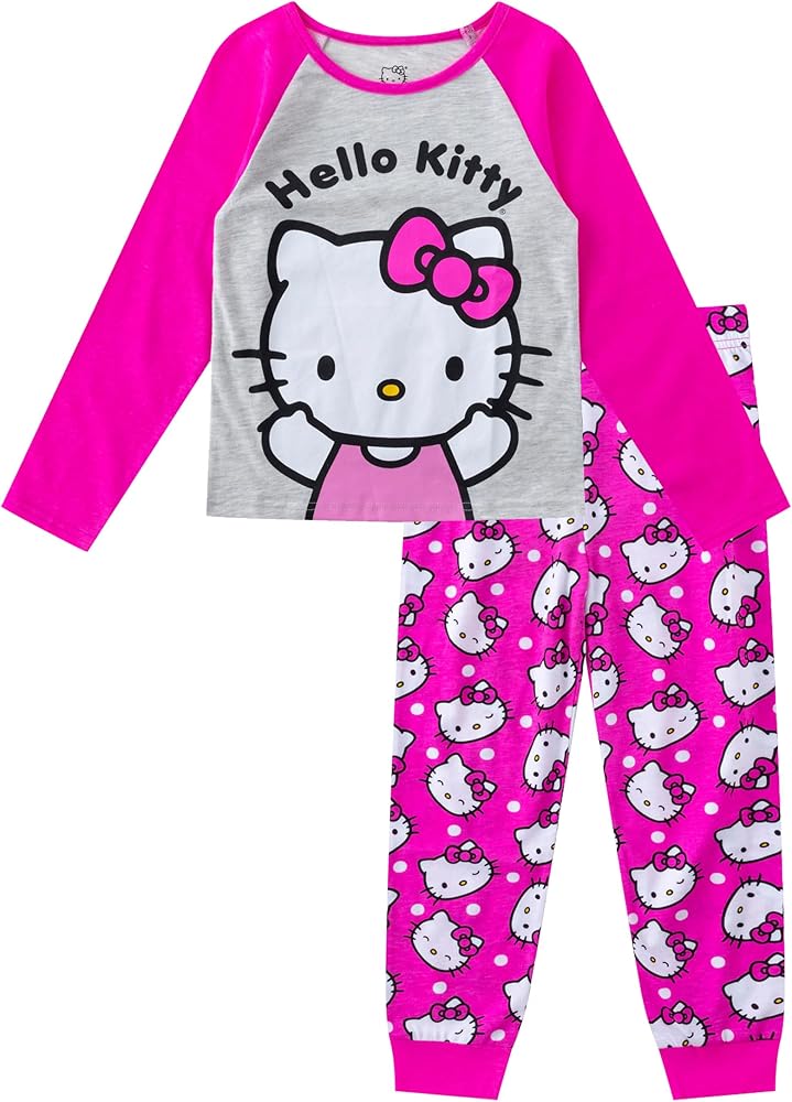 Hello Kitty Girls Long Sleeve T-Shirt and Jogger Sweatpant Set for Infant, Toddler, Little and Big Girls - Pink