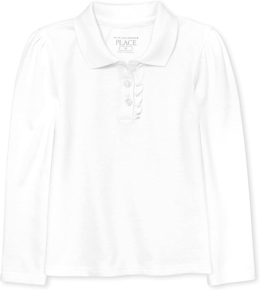 The Children's Place Toddler Girls Long Sleeve Ruffle Pique Polo