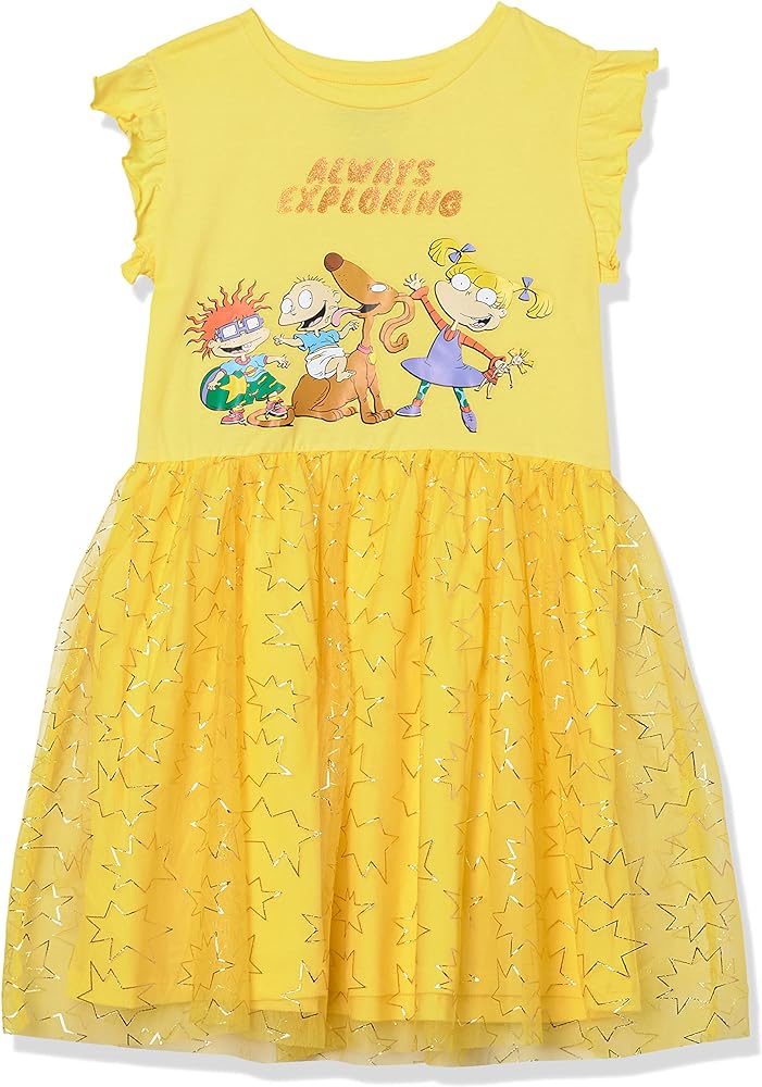 Nickelodeon Rugrats Angelica Ruffle Sleeve Tulle Dress-Girls 4-16