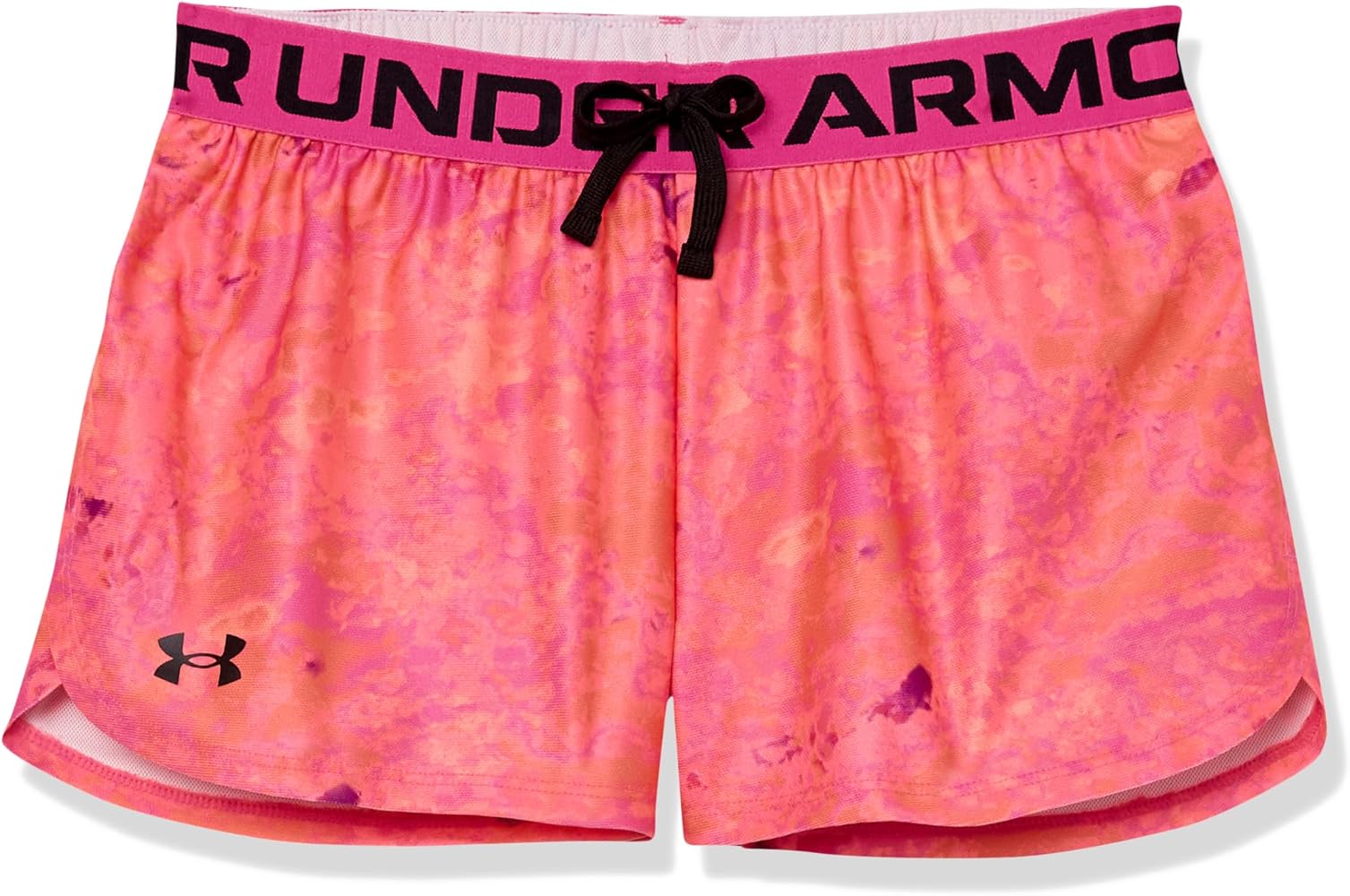 Under Armour Girls Play Up Shorts, (963) Bubble Peach/Rebel Pink-PLUS, X-Large