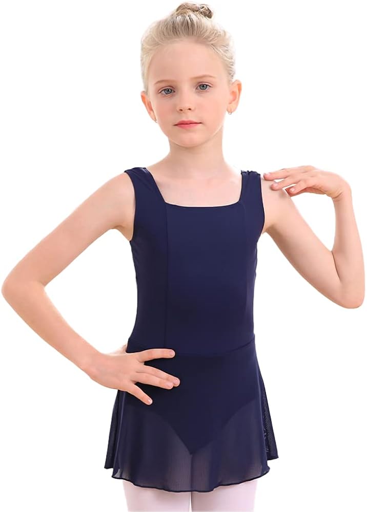 HIPPOSEUS Girls' Tank Collar Leotard With Skirt for ballet dance, WDF01