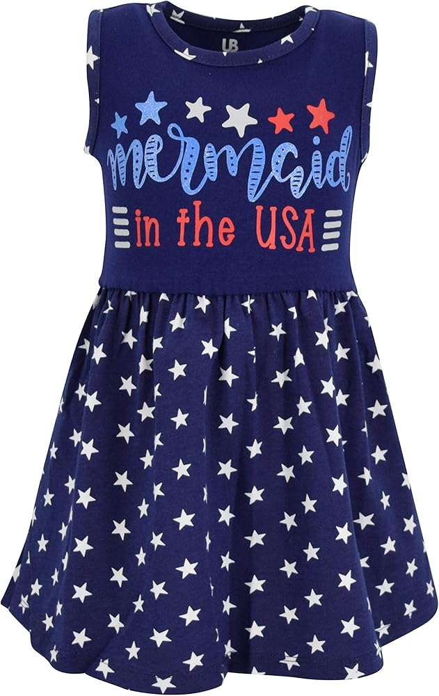 Unique Baby Girls Mermaid in The USA Sleeveless 4th of July Dress