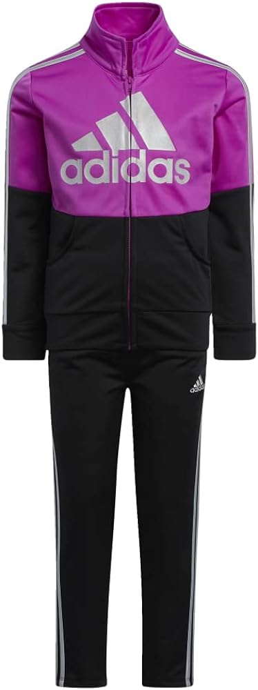 adidas girls Zip Front Classic Tricot Jacket and Joggers Set (6X, Sonic Fuchsia)