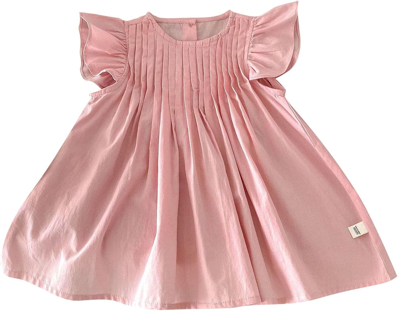 Girl's Summer Solid Color Fly Sleeve Dress Dress for 0 5 Years Old The Old Line