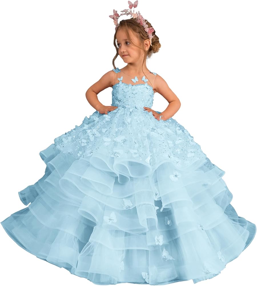 Flower Girl Dress Lace Appliques - Flower Girl Dresses Ruffle Girls Ball Gown