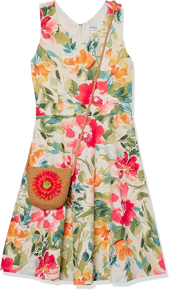 Speechless Girls' Floral Scuba Crepe Dress