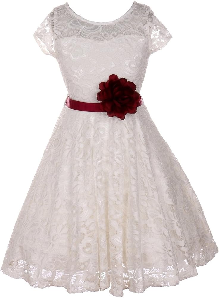 BNY Corner Flower Girl Dress Off White Dress Selection of Belt & Flower