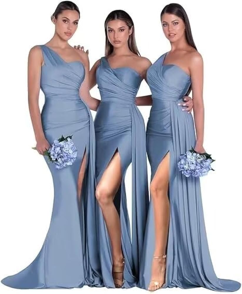 One Shoulder Bridesmaid Dresses for Women Long Mermaid 2024 Satin Evening Gowns Formal Dress