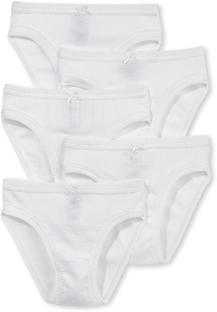 Petit Bateau GIRLS UNDERWEAR/PANTIES 5PCS. WHITE/WHITE PRINT (SIZE 4)