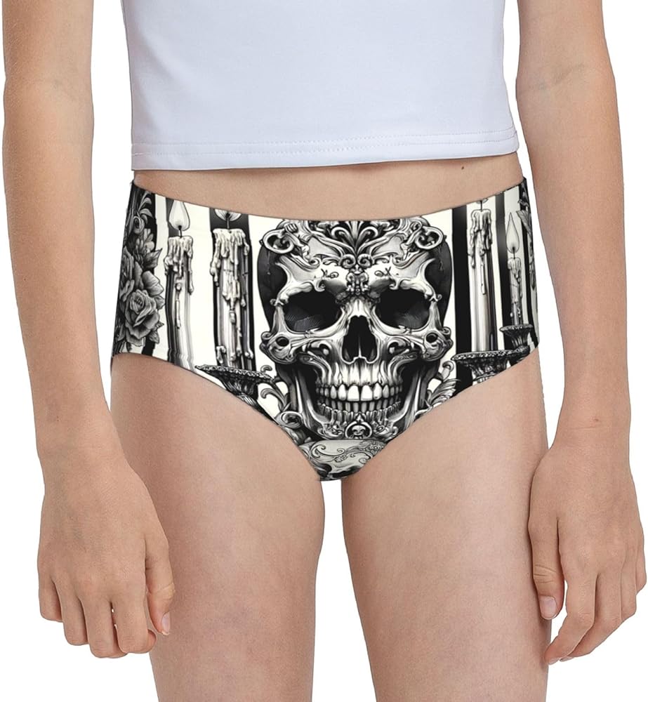 Augenstern Cotton Underwear Baroque-Skull-Stripe-Gothic Girls'Briefs Soft Underpants