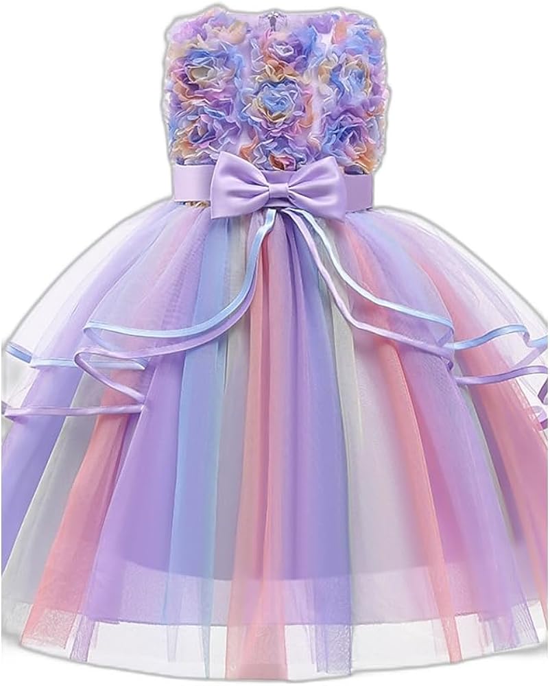 Kids Little Girls' Dress Sundress Floral Tulle Dress Party Festival Mesh Bow Purple