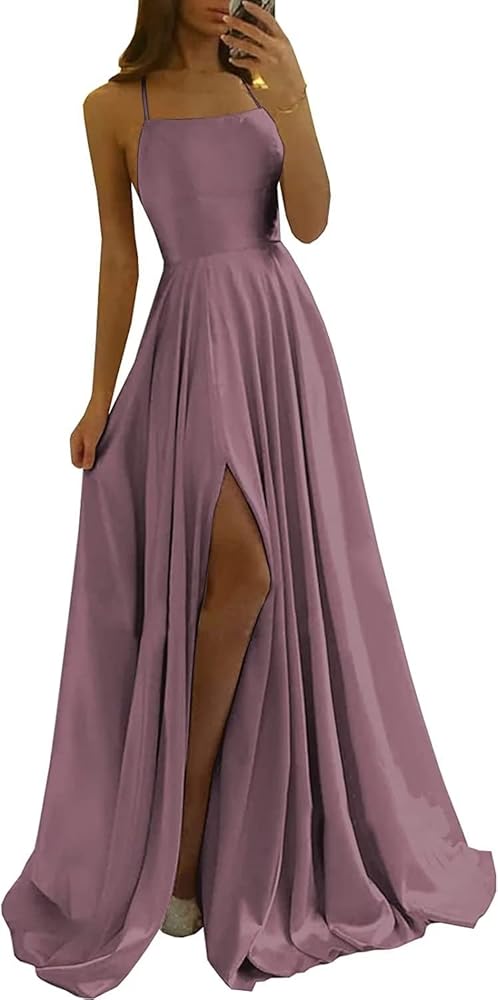 Women’s Long Bridesmaid Dresses for Teens with Pockets Spaghetti Straps Formal Party Dress 2024 Prom Dress RO045