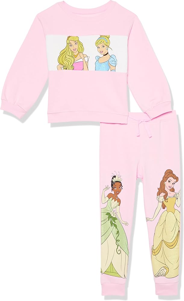 Disney's Princess Group Fleece Sweatshirt & Jogger Set - Cinderella, Tiana, Ariel, Snow White, Belle - Girls 2t-6x