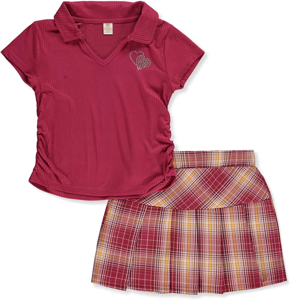 Girls' 2-Piece Heart Skirt Set Outfit