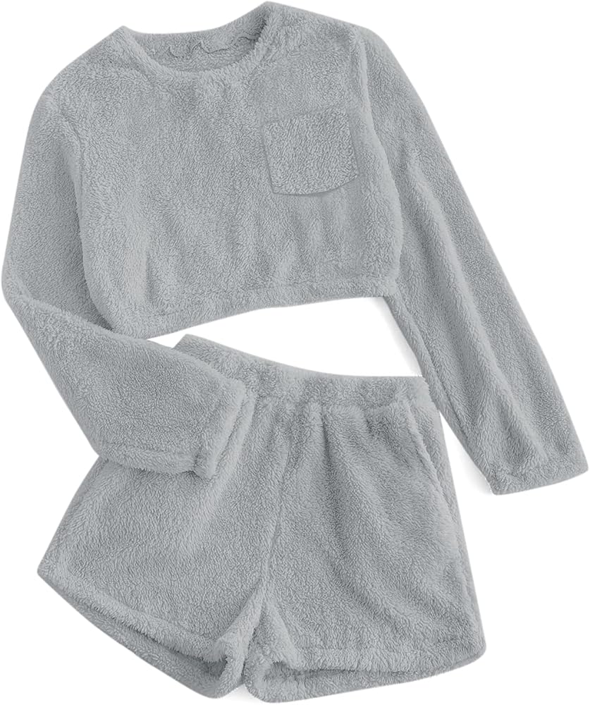 Mafulus Girls Pants Sets Two Pieces Kids Comfy Lightweight Long Sleeve Fleece Sets with Pockets