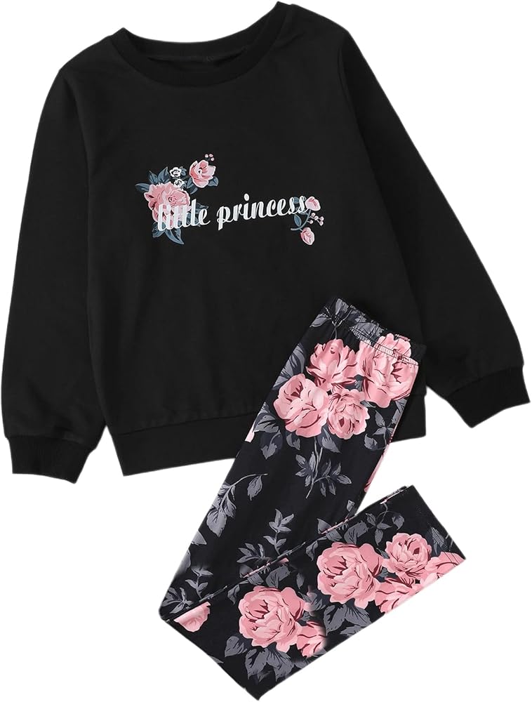 SOLY HUX Girl's Graphic Print Long Sleeve Sweatshirt Top and Pants Set 2 Piece Outfits