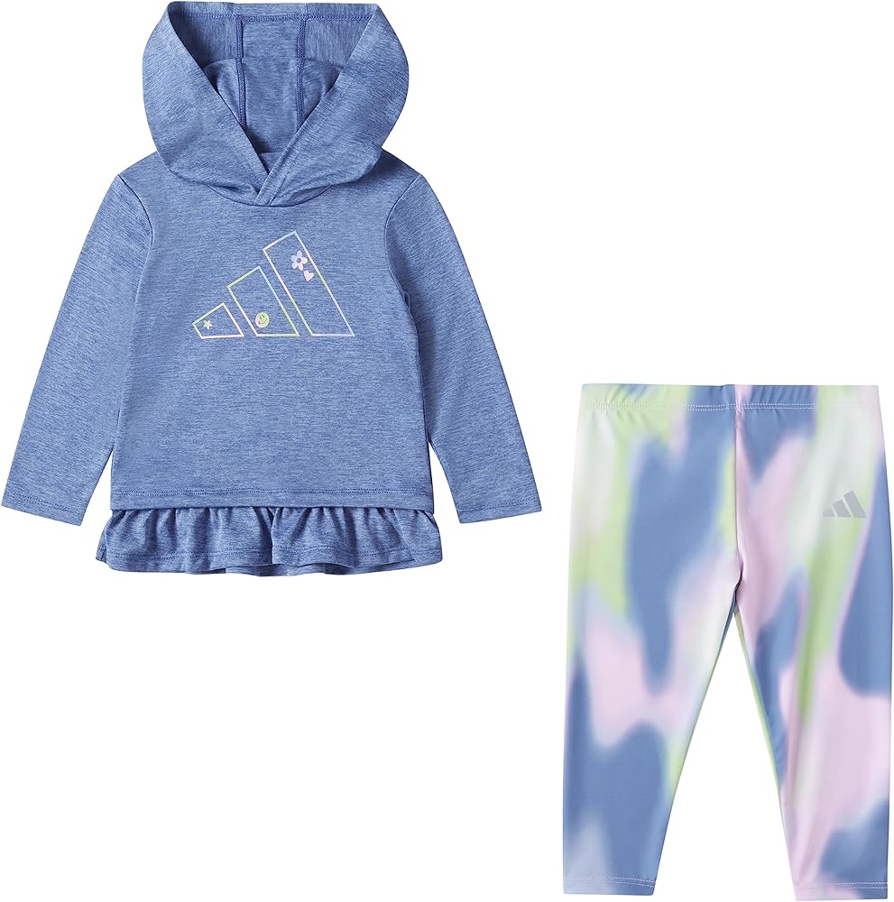 adidas Girls 2-piece Hooded Mélange Tee & Printed Legging Set2-Piece Clothing Set