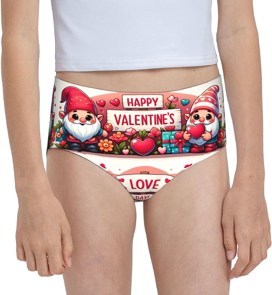 Augenstern Cotton Underwear Valentine-Cute-Gnomes-Cartoon Girls'Briefs Soft Underpants