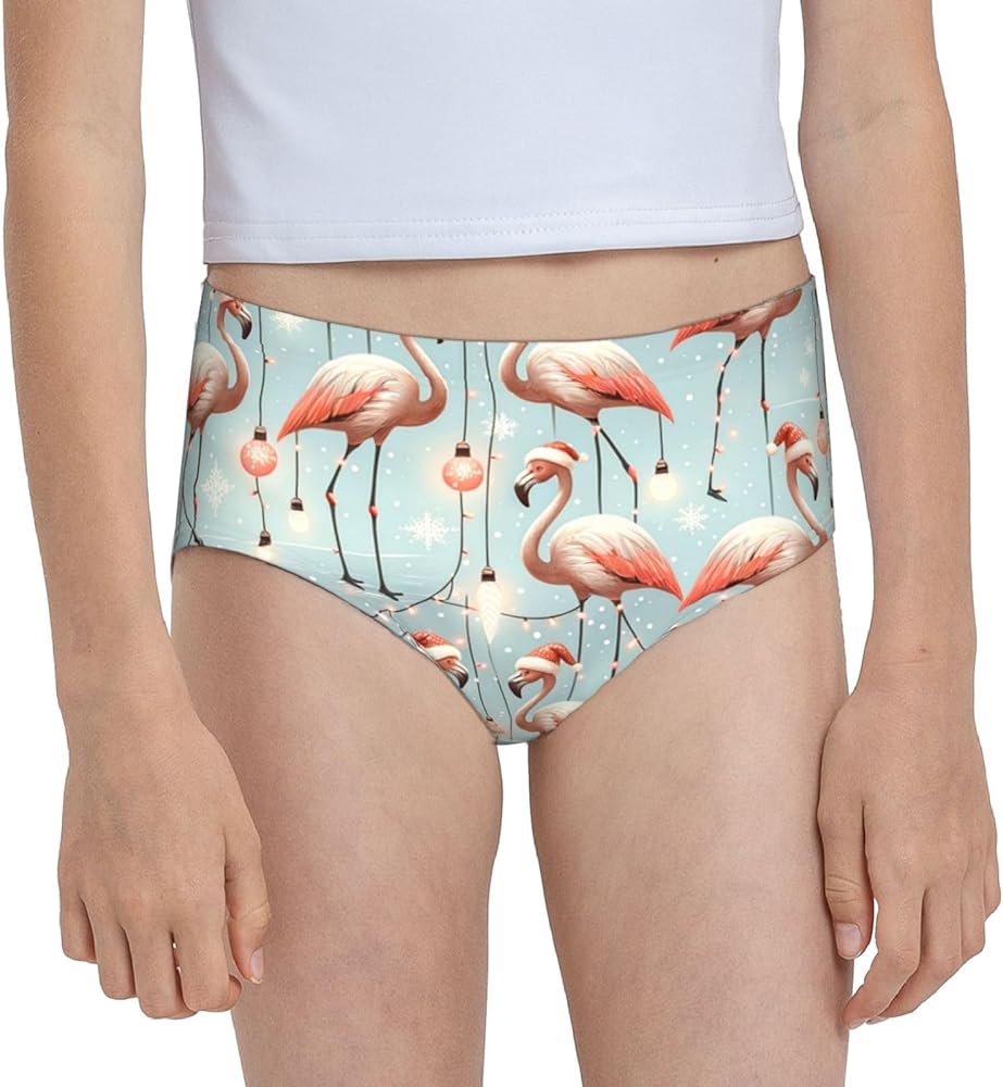 Augenstern Cotton Underwear Christmas-Flamingo-Light Girls'Briefs Soft Underpants