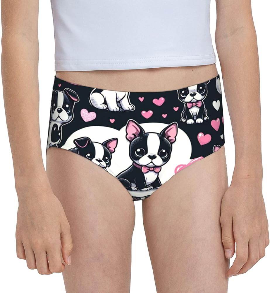 Augenstern Cotton Underwear Puppy-Boston-Terrier-Love Girls'Briefs Soft Underpants