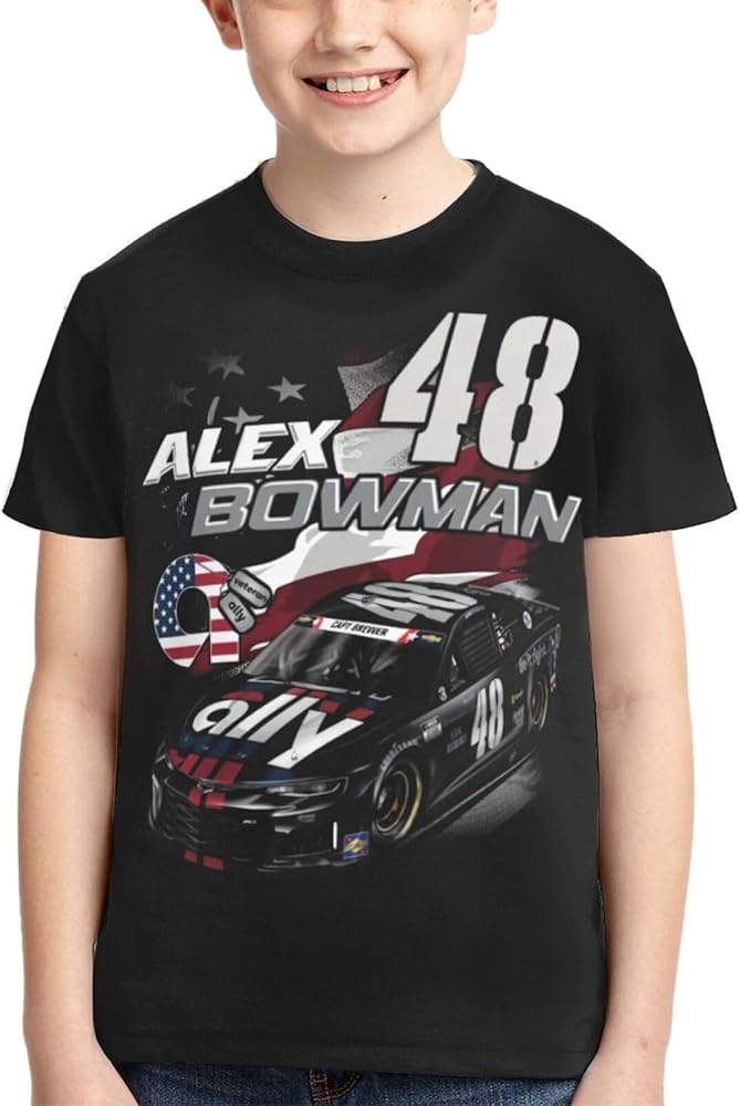 Alex Bowman 48 Classic Printing Athletic Crewneck T-Shirt Shirt Short Sleeve Tee Shirts for Teen Girl & Boy