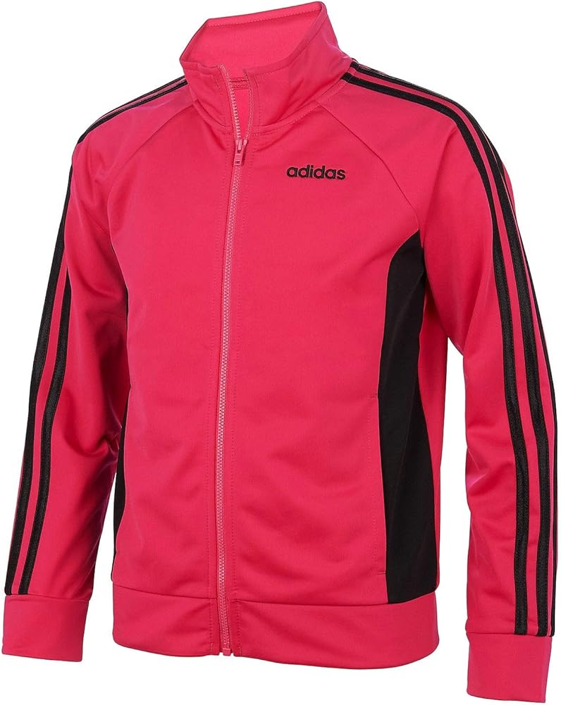 adidas Girls' Track Jacket (Large (14), Magenta/Stripe)