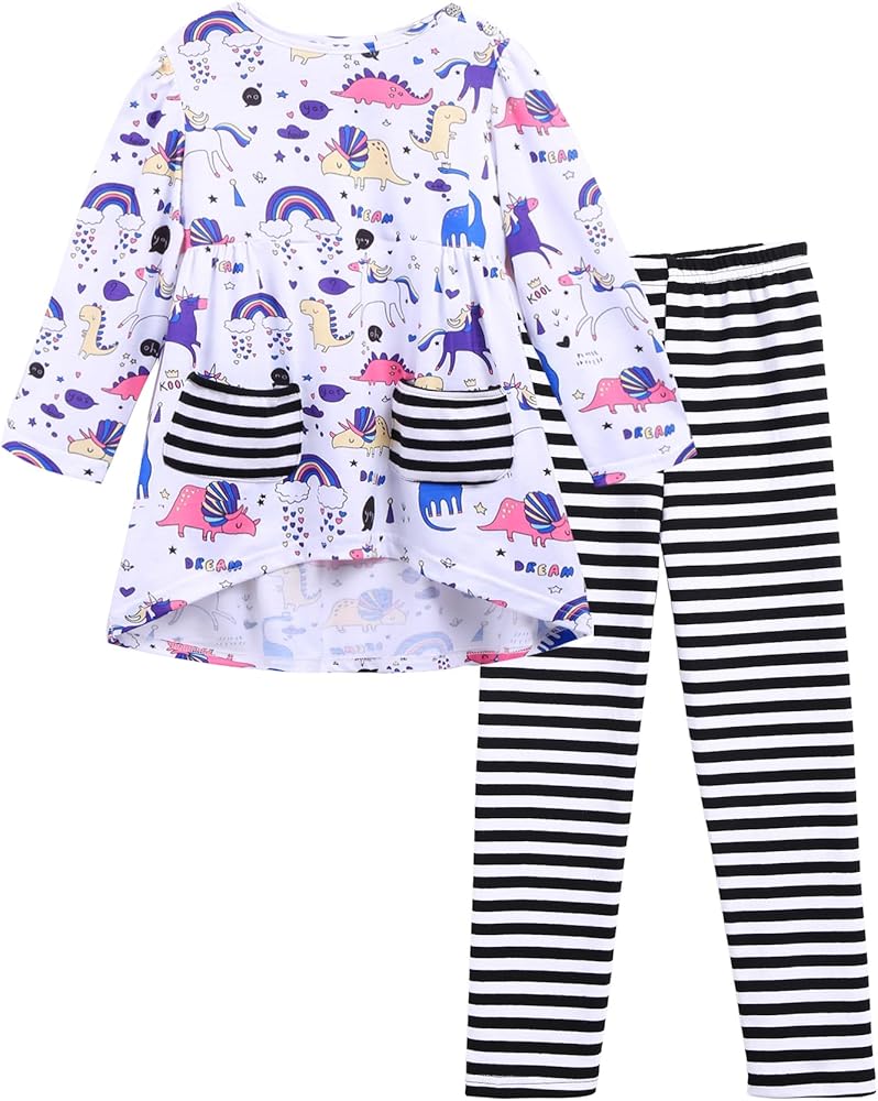 Arshiner Little Girls Outfits Cute Clothing Sets Long Sleeve 2pcs Pants Sets with Pockets